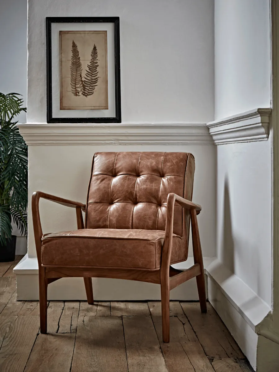 Cox & Cox Armchairs & Loveseats<Mid Century Armchair - Leather