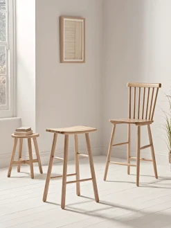 Cox & Cox Stools<Oak Curved Topped Counter Stool - Natural