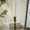 Cox & Cox Candle Holders<Olive Glass Dinner Candle Holder - Large