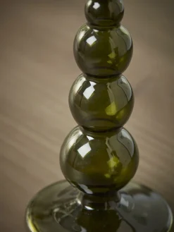 Cox & Cox Candle Holders<Olive Glass Dinner Candle Holder - Large