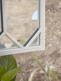 Cox & Cox Outdoor Garden Mirrors|Outdoor Garden Mirrors<Outdoor White Trellis Window Mirror