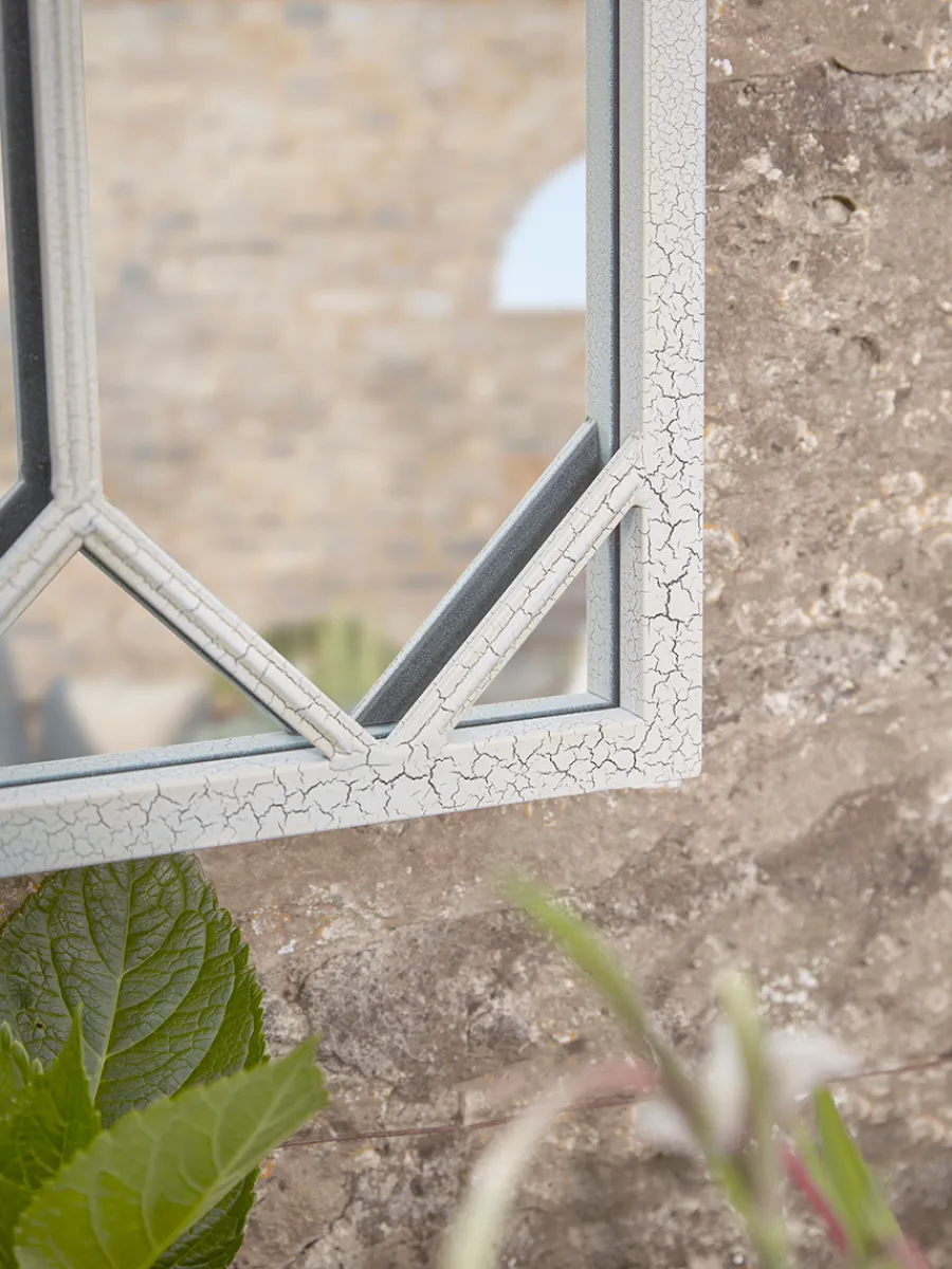 Cox & Cox Outdoor Garden Mirrors|Outdoor Garden Mirrors<Outdoor White Trellis Window Mirror