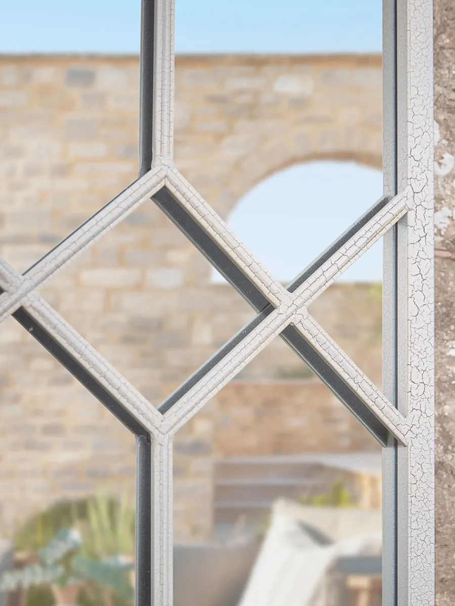 Cox & Cox Outdoor Garden Mirrors|Outdoor Garden Mirrors<Outdoor White Trellis Window Mirror