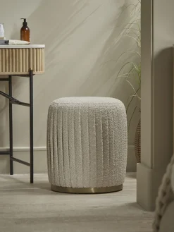 Cox & Cox Ottomans, Footstools & Pouffes<Pleated Boucle Footstool