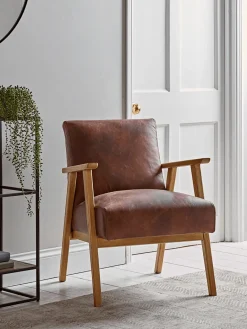 Cox & Cox Occasional Chairs|Armchairs & Loveseats<Relaxed Lounge Chair - Tan Leather