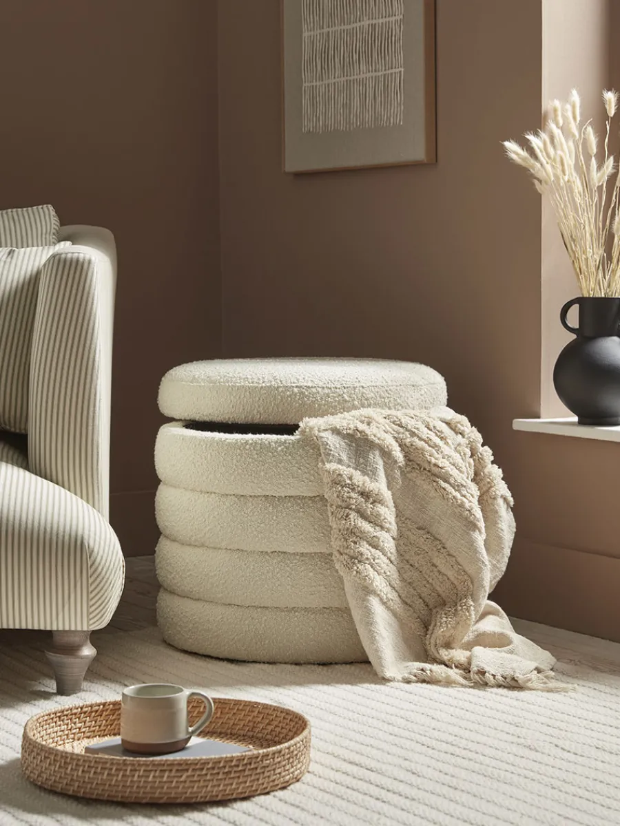 Cox & Cox Ottomans, Footstools & Pouffes<Ribbed Boucle Ottoman