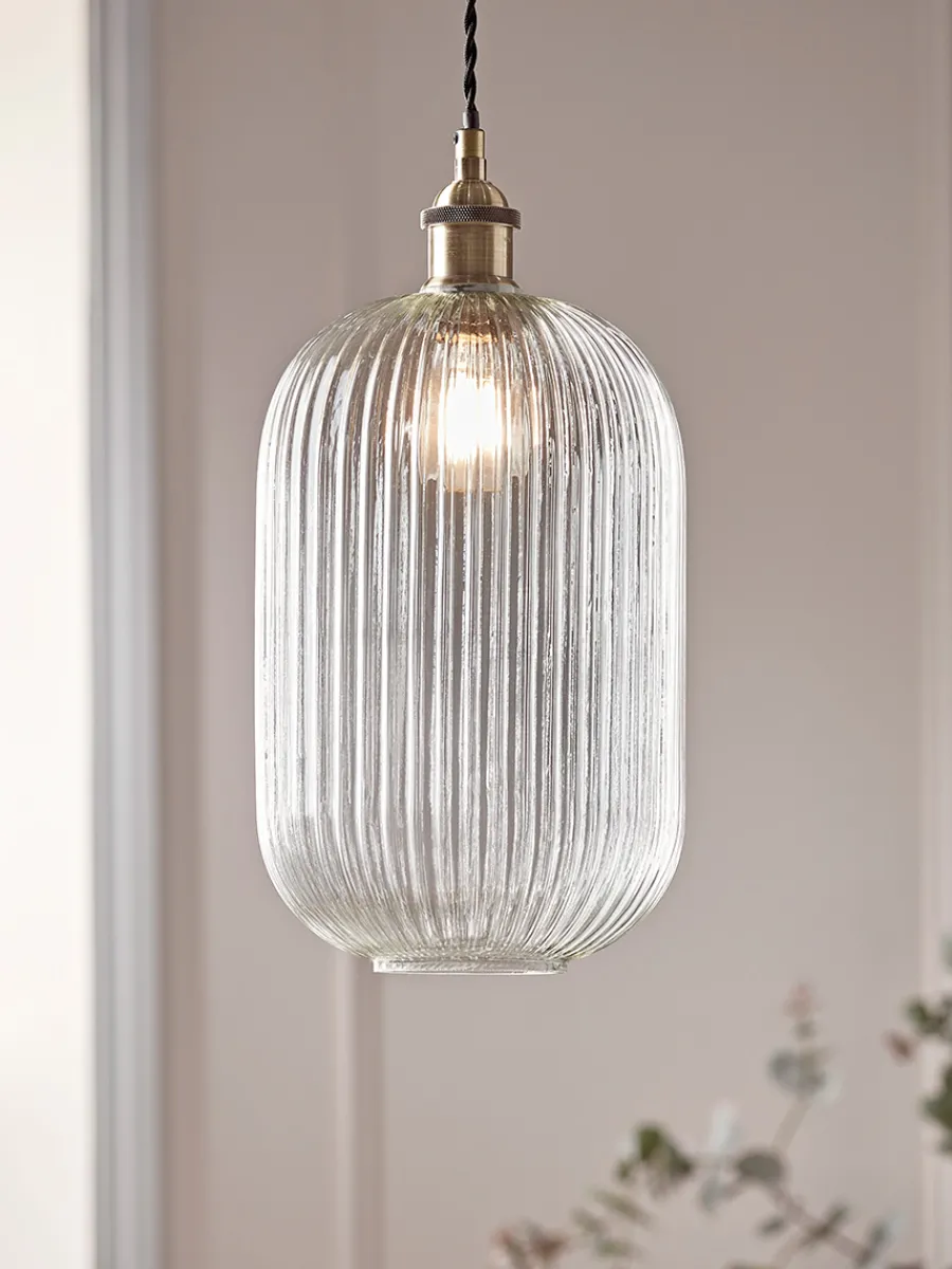 Cox & Cox Pendants<Ribbed Glass Pendant