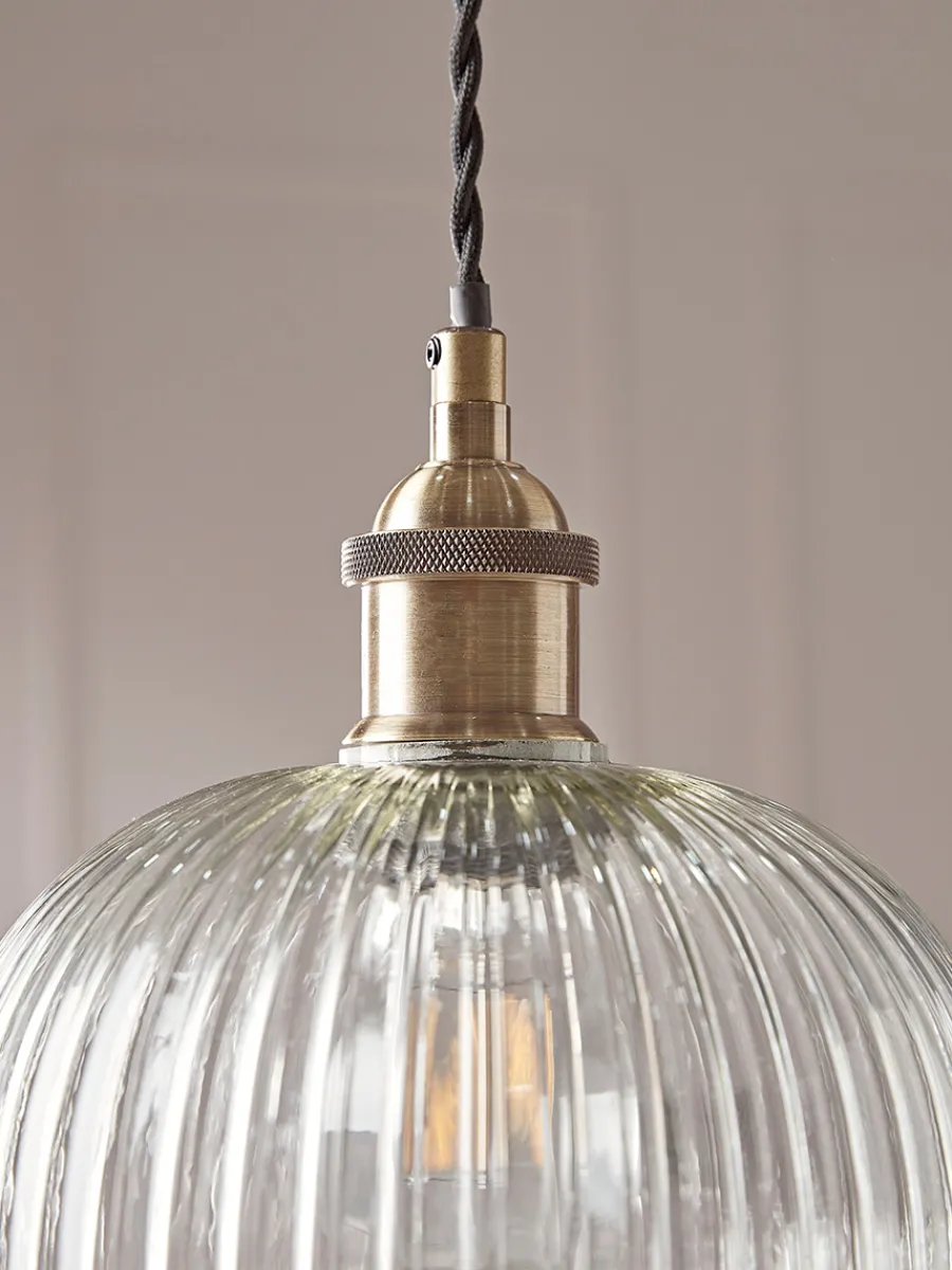 Cox & Cox Pendants<Ribbed Glass Pendant