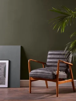 Cox & Cox Occasional Chairs|Armchairs & Loveseats<Ribbed Leather Armchair - Black