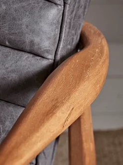 Cox & Cox Occasional Chairs|Armchairs & Loveseats<Ribbed Leather Armchair - Black