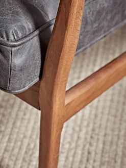 Cox & Cox Occasional Chairs|Armchairs & Loveseats<Ribbed Leather Armchair - Black