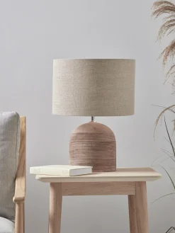 Cox & Cox Table Lamps<Ribbed Mango Wood Table Lamp - Natural