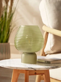 Cox & Cox Table Lamps<Ribbed Round LED Lamp - Neutral