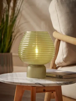 Cox & Cox Table Lamps<Ribbed Round LED Lamp - Neutral