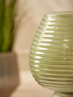 Cox & Cox Table Lamps<Ribbed Round LED Lamp - Neutral