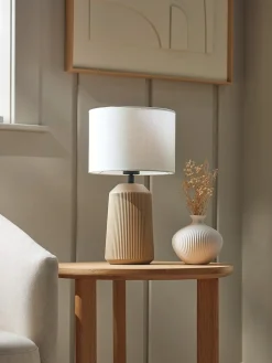 Cox & Cox Table Lamps<Ribbed Table Lamp - Taupe