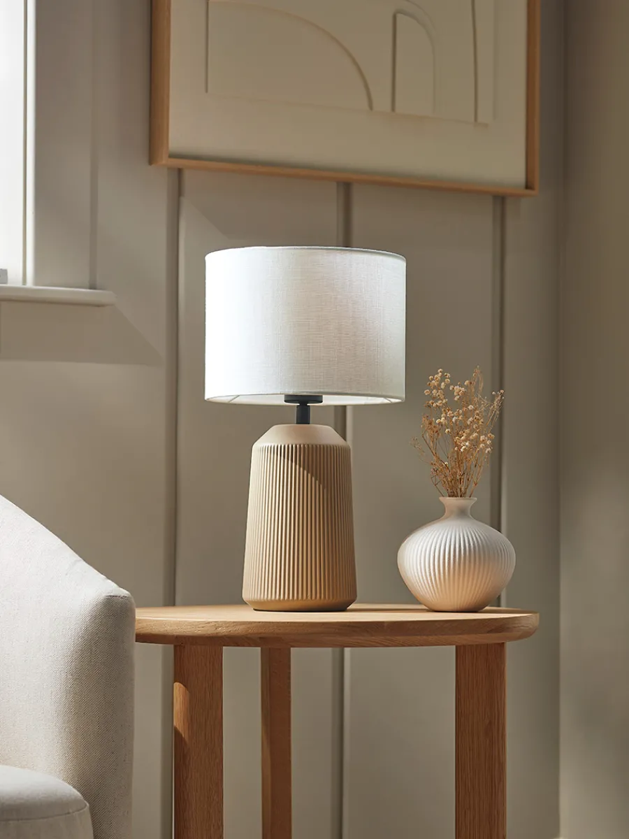 Cox & Cox Table Lamps<Ribbed Table Lamp - Taupe