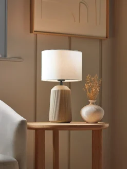 Cox & Cox Table Lamps<Ribbed Table Lamp - Taupe