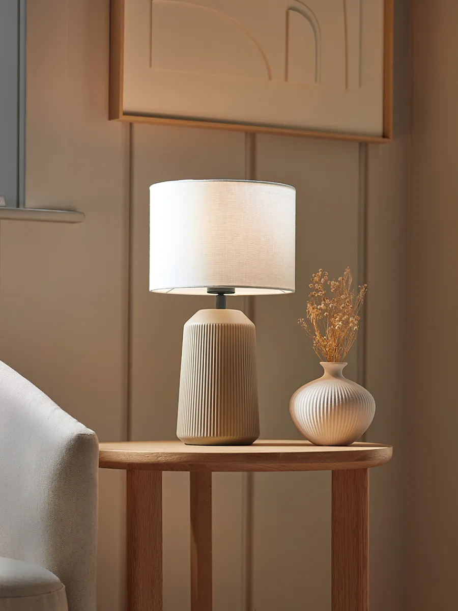 Cox & Cox Table Lamps<Ribbed Table Lamp - Taupe