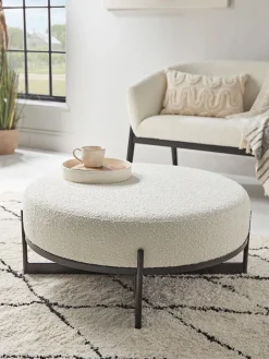 Cox & Cox Ottomans, Footstools & Pouffes<Round Boucle Footstool - Large