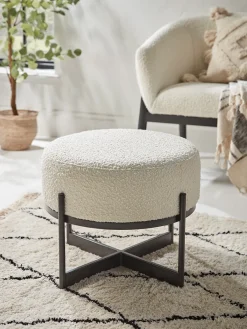 Cox & Cox Ottomans, Footstools & Pouffes<Round Boucle Footstool - Small