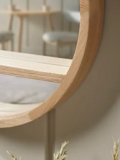 Cox & Cox Wall Mirrors<Round Oak Shelf Mirror