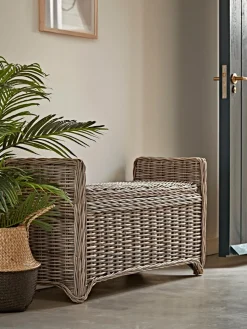 Cox & Cox Shoe Storage|Benches<Round Rattan Storage Bench - Large