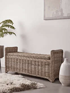 Cox & Cox Shoe Storage|Benches<Round Rattan Storage Bench - Large