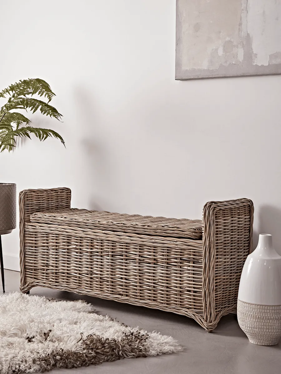 Cox & Cox Shoe Storage|Benches<Round Rattan Storage Bench - Large