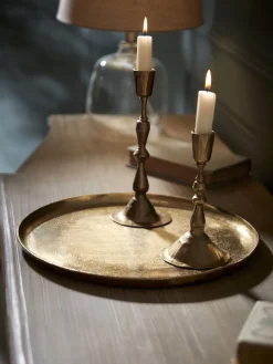 Cox & Cox Bowls, Dishes & Trinket Boxes<Round Textured Brass Tray - Small