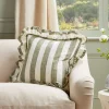 Cox & Cox Cushions|Cushions<Ruffle Square Cushion - Green Stripe
