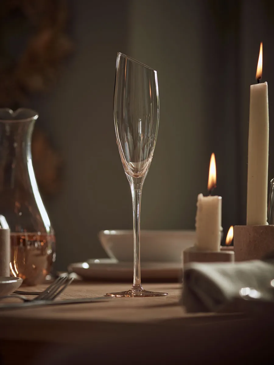 Cox & Cox Kitchen Accessories & Tableware|Glassware<Six Amber Asymmetric Champagne Flutes