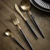 Cox & Cox Kitchen Accessories & Tableware<Sixteen Piece Cutlery Set - Black & Gold