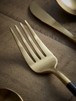 Cox & Cox Kitchen Accessories & Tableware<Sixteen Piece Cutlery Set - Black & Gold