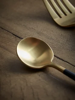 Cox & Cox Kitchen Accessories & Tableware<Sixteen Piece Cutlery Set - Black & Gold