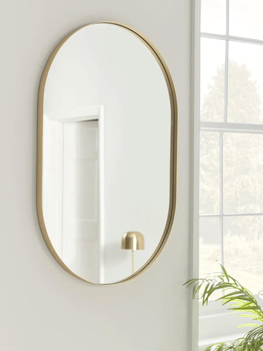 Cox & Cox Wall Mirrors<Slim Frame Oval Mirror - Soft Gold