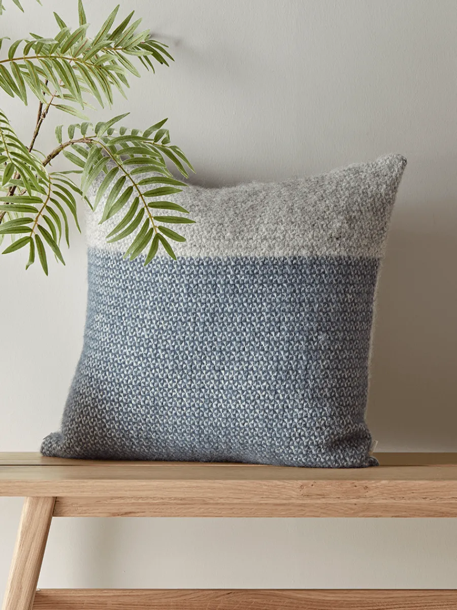 Cox & Cox Cushions|Cushions<Soft Wool Cushion Cover - Blue & Grey
