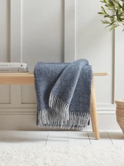 Cox & Cox Throws<Soft Wool Large Throw - Blue & Grey