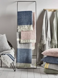 Cox & Cox Throws<Soft Wool Throw - Blue French Stripe