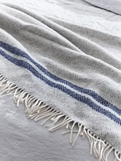 Cox & Cox Throws<Soft Wool Throw - Blue French Stripe