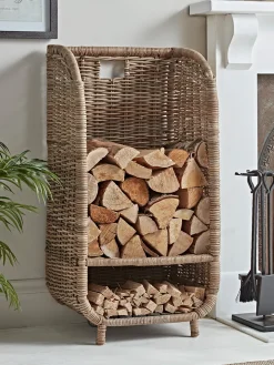 Cox & Cox Fireside<Tall Rattan Log & Kindling Trolley
