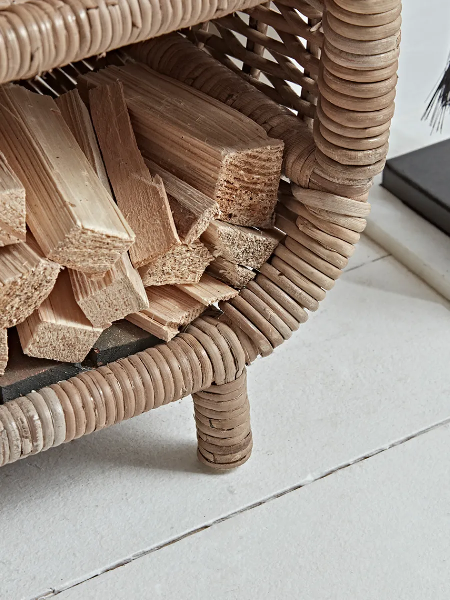 Cox & Cox Fireside<Tall Rattan Log & Kindling Trolley