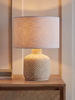 Cox & Cox Table Lamps<Taupe Diamond Table Lamp