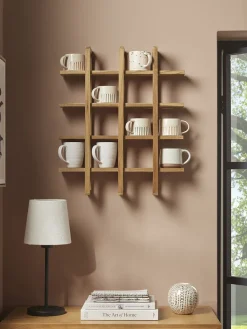 Cox & Cox Hooks & Hook Racks|Shelves<Teak Mug Shelf