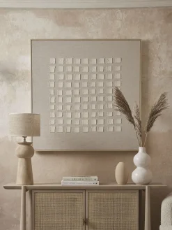 Cox & Cox Wall Art<Textured Squares Framed Linen Wall Art