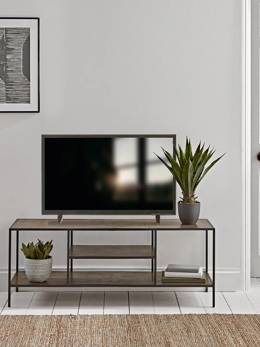 Cox & Cox Media Units|Side Tables<Textured Topped Metal Media Unit - Gold