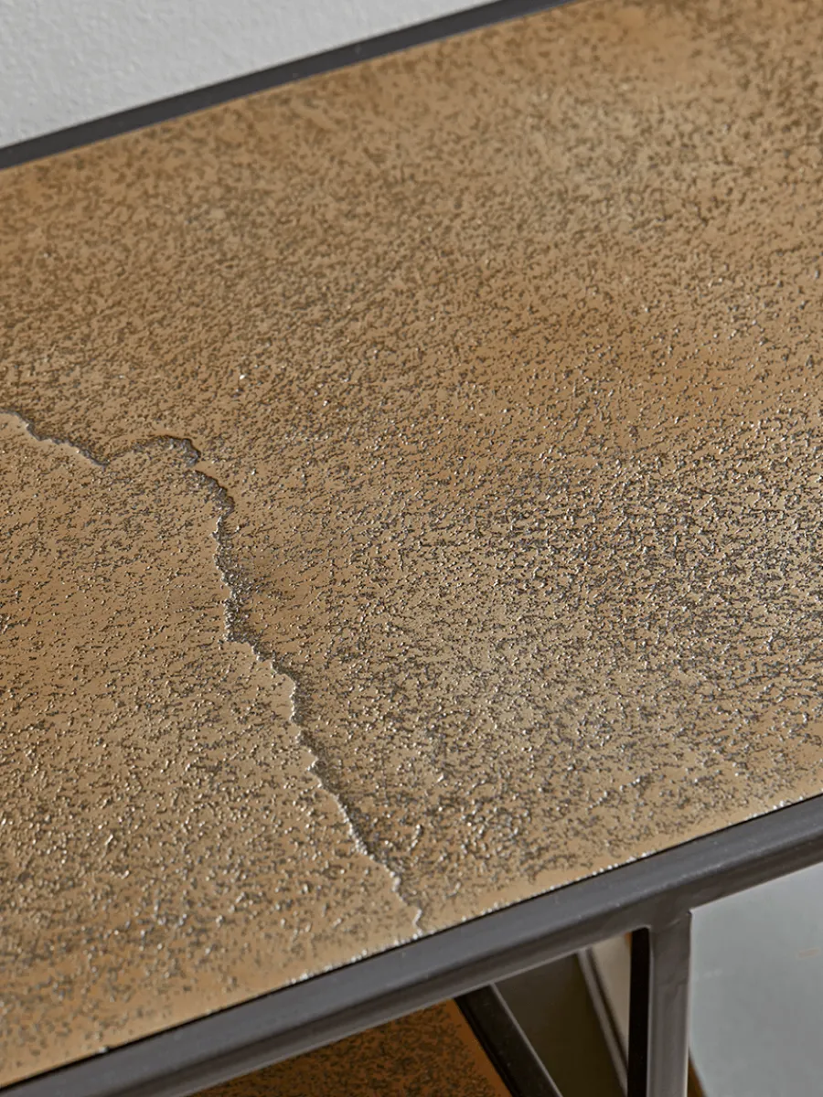 Cox & Cox Media Units|Side Tables<Textured Topped Metal Media Unit - Gold