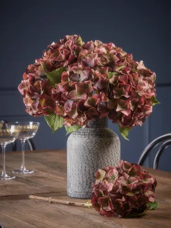Cox & Cox Faux Stems|Faux Plants & Flowers<Three Burgundy Hydrangea Stems