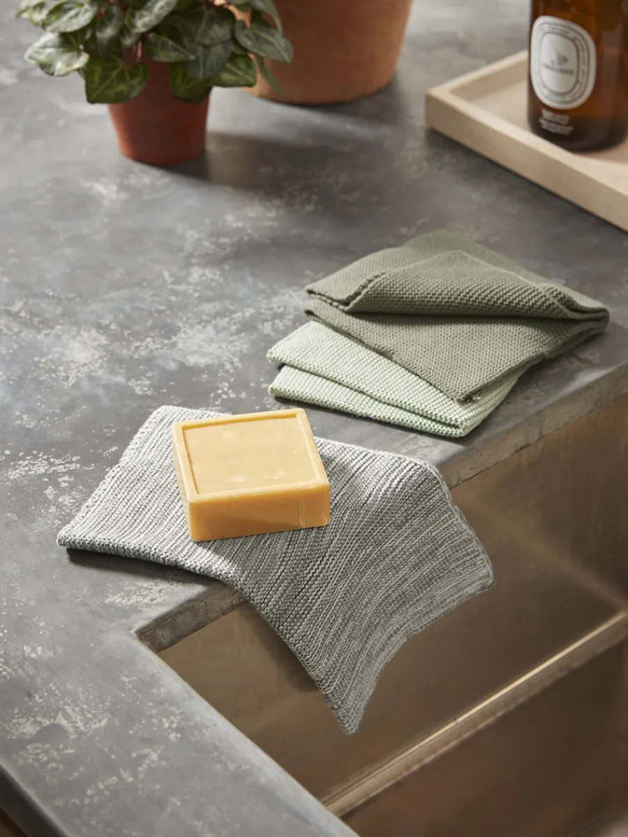 Cox & Cox Kitchen Accessories & Tableware<Three Cotton Dishcloths - Olive