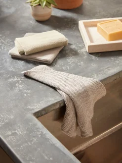 Cox & Cox Kitchen Accessories & Tableware<Three Cotton Dishcloths - Natural